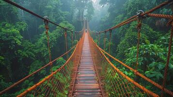 AI generated Wooden Walkway in Forest photo