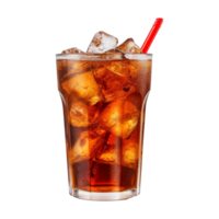 ai generato bicchiere di Coca Cola con ghiaccio isolato su trasparente sfondo png