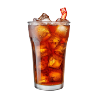 ai gegenereerd glas van cola met ijs geïsoleerd Aan transparant achtergrond png