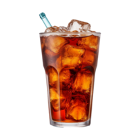 AI generated Glass of cola with ice isolated on transparent background png