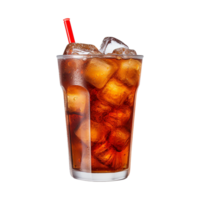 AI generated Glass of cola with ice isolated on transparent background png