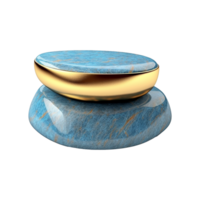 AI generated Empty blue golden stone product isolated on transparent background png