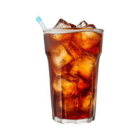 AI generated Glass of cola with ice isolated on transparent background png