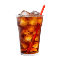 AI generated Glass of cola with ice isolated on transparent background png