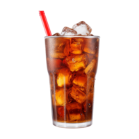 AI generated Glass of cola with ice isolated on transparent background png