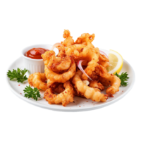 AI generated So yummy salt and pepper squid isolated on transparent background png