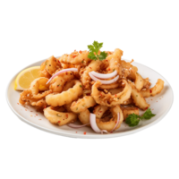 AI generated So yummy salt and pepper squid isolated on transparent background png