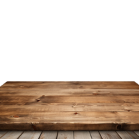 ai gegenereerd leeg houten tafel geïsoleerd Aan transparant achtergrond png