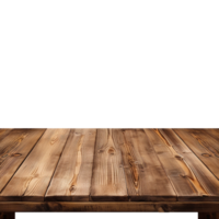 ai gerado esvaziar de madeira mesa isolado em transparente fundo png