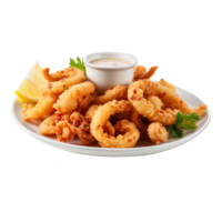 AI generated So yummy salt and pepper squid isolated on transparent background png