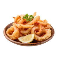 AI generated So yummy salt and pepper squid isolated on transparent background png