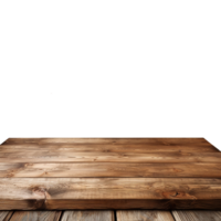 ai gegenereerd leeg houten tafel geïsoleerd Aan transparant achtergrond png