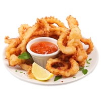 AI generated So yummy salt and pepper squid isolated on transparent background png