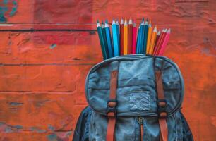 AI generated Backpack Full of Pencils photo