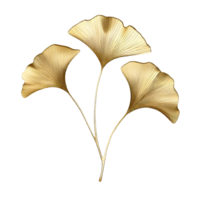 ai generiert golden Ginkgo Blätter auf transparent Hintergrund, symbolisieren Langlebigkeit und Elastizität png