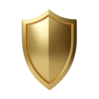 ai generiert 3d Sicherheit Schild, Gold Farbe, symbolisieren Stärke und Schutz png