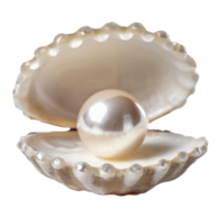 AI generated Round pearl nestled within an open shell, isolated on transparent background png