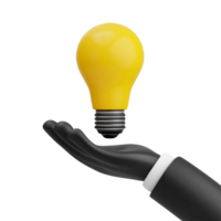 AI generated Inspiring image of hands holding yellow lights, representing the bright potential of new business ideas ready to be executed png