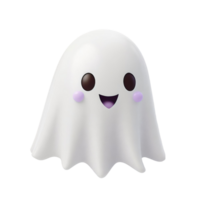 AI generated 3D illustration of a kawaii happy ghost, featuring a playful and endearing design with a cheerful expression png