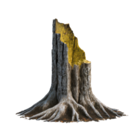 AI generated Fossilized tree stump with intricate details, set against a transparent background for versatile use png