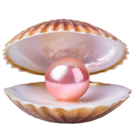 AI generated Pink pearl nestled within an open clam shell on a transparent background png