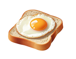 ai gegenereerd klassiek gebakken ei broodje, met een perfect gekookt ei met een vloeibaar dooier, Aan plakjes van brood png