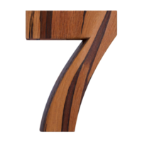 AI generated Number 7 made wooden, on a transparent background png