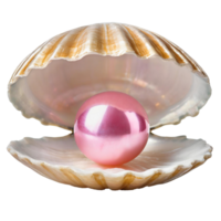 AI generated Pink pearl nestled within an open clam shell on a transparent background png