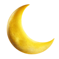 ai generado luminoso amarillo creciente Luna en un transparente antecedentes png