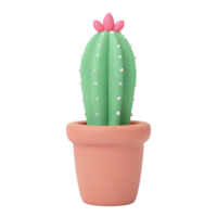 AI generated 3D cactus with a cute design on transparent background png