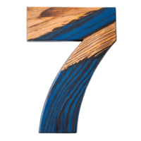 AI generated Number 7 made wooden, on a transparent background png