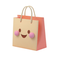 AI generated 3D character kawaii happy paper bag, perfect for cheerful branding and cute animations. png