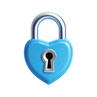 AI generated Heart-shaped blue lock, combining security with a touch of romance, on transparent background png