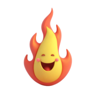 AI generated Cute and happy fire characters on transparent background png