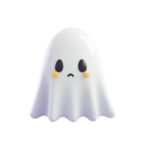 ai generato 3d triste fantasma kawaii su trasparente sfondo, esprimendo un' toccare di tristezza png