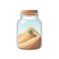 AI generated Creatively presented desert landscape encapsulated within a glass jar, offering a unique miniature representation of arid beauty png
