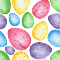 Watercolor illustration of Easter eggs seamless pattern. Endless repeating multi-colored eggs print. Easter, religion, tradition. Isolated. Drawn by hand. png