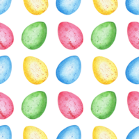 Watercolor illustration of Easter eggs seamless pattern. Endless repeating multi-colored eggs print. Easter, religion, tradition. Isolated. Drawn by hand. png