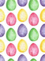 Watercolor illustration of Easter eggs seamless pattern. Endless repeating print of colorful eggs. Easter, religion, traditions. Isolated. Drawn by hand. png