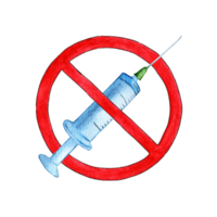 Watercolor illustration of a syringe in a prohibitory red circle. Prohibition of drug use. Ban on the use of syringes. Medical concept. Isolated. Composition for design, banner, web, poster. png