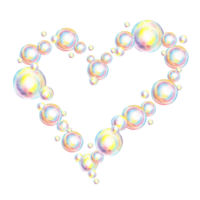 Watercolor illustration of heart-shaped frame with soap bubbles. Summer toy symbol, bath time, carnival, bubble party, soap making, hobby, bathroom, bubbles, foam, shampoo, cleaning, washing, hygiene png