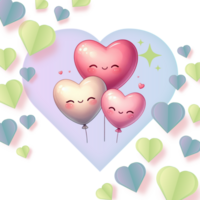 AI generated two hearts with balloons on a transparent background png