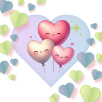 ai generado dos corazones con globos en un transparente antecedentes png