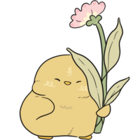 Gigi chick with her pink flower. png