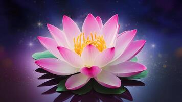 AI generated Sparkling background enhances lotus in pink and light purple photo