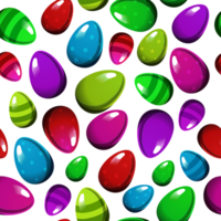 Seamless pattern with pink, green, blue, red and violet eggs on white background. Easter flat design for scrapbooking, kids clothes, dress, fabric and textile png