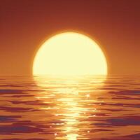 AI generated Orange sun over water with reflections creates a serene background For Social Media Post Size photo