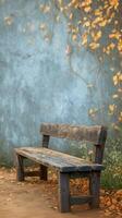 AI generated Weathered charm A rustic, aged wooden bench in serene simplicity Vertical Mobile Wallpaper photo