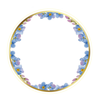 geometrisk ram med vattenfärg blå blomma på transparent bakgrund lämplig för inbjudan kort png