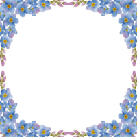 geometrisch Rahmen mit Aquarell Blau Blume auf transparent Hintergrund geeignet zum Einladung Karte png